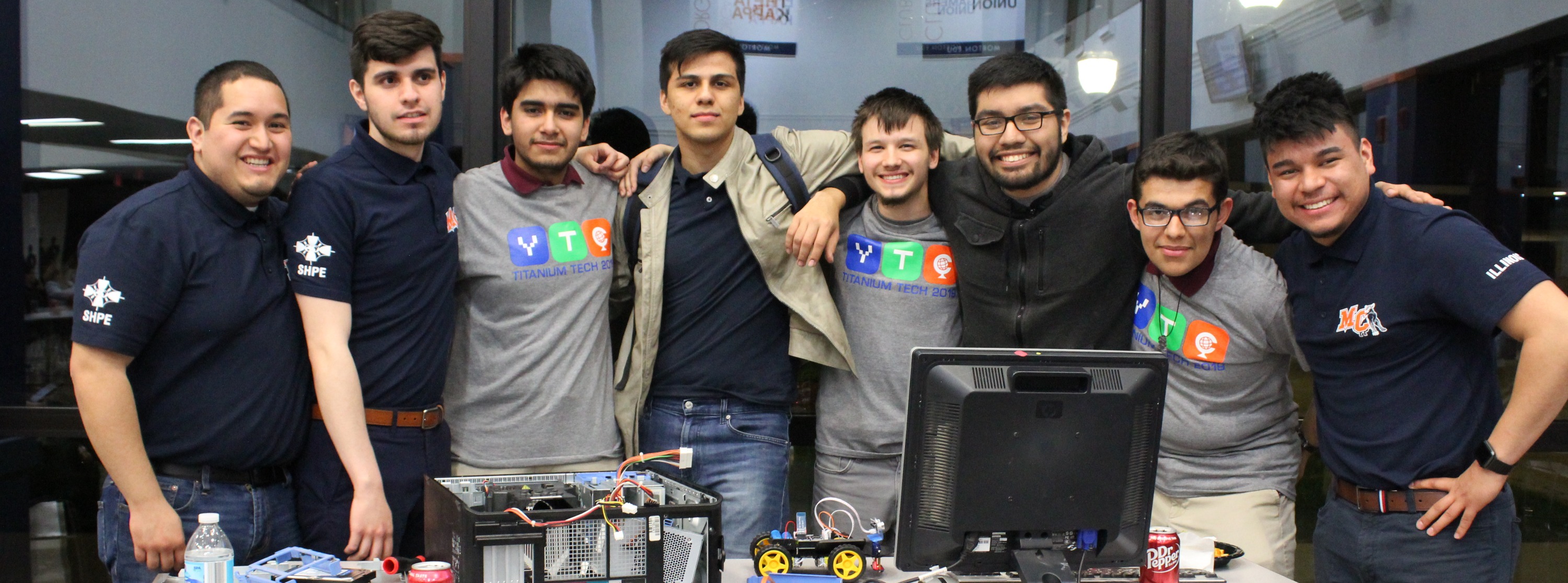The Morton YTC group with computers and a robotics project