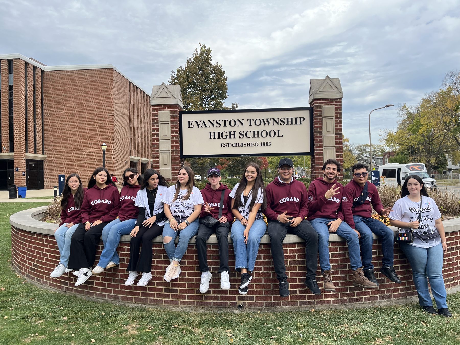Durango students on the wall at the Evanston Township High School sign